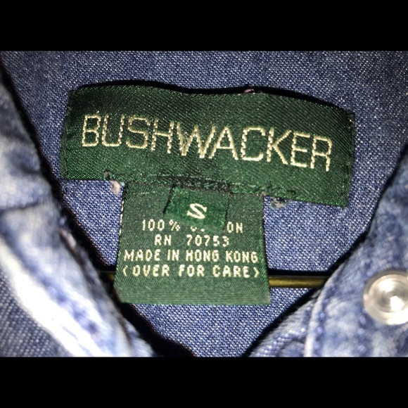 Long sleeved button up denim shirt with faux suede collar, small - Picture 3 of 5